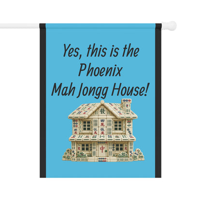 Mah Jongg :"Yes, This Is the Phoenix Mah Jongg House!" Blue Mah Jongg Flag