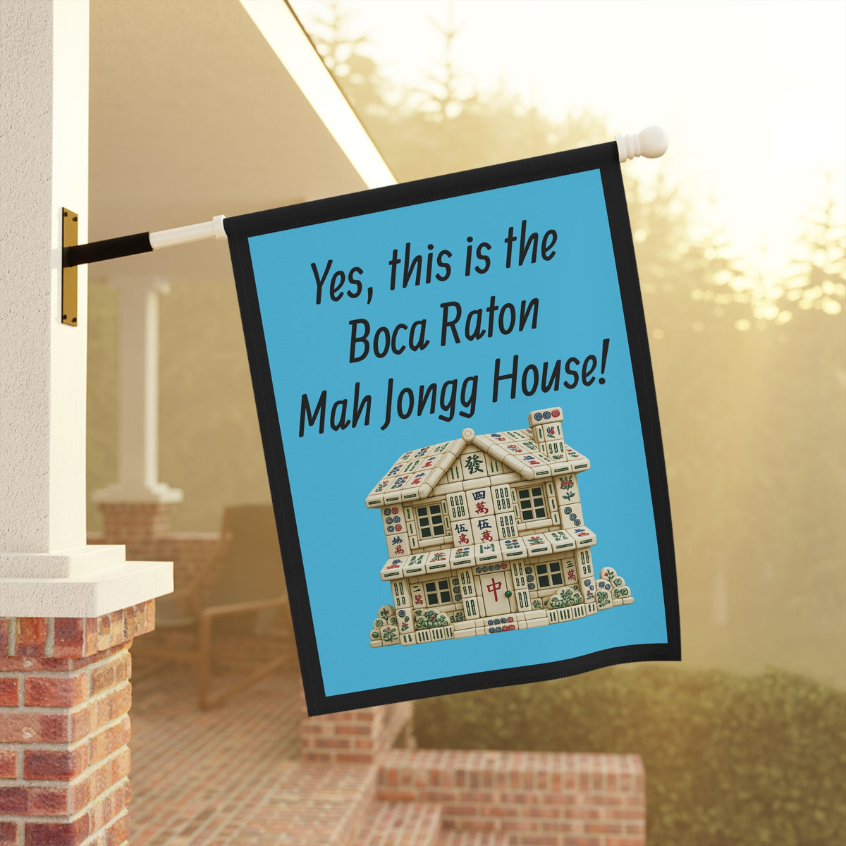 Mah Jongg :"Yes, This Is the Boca Raton Mah Jongg House!" Blue Mah Jongg Flag