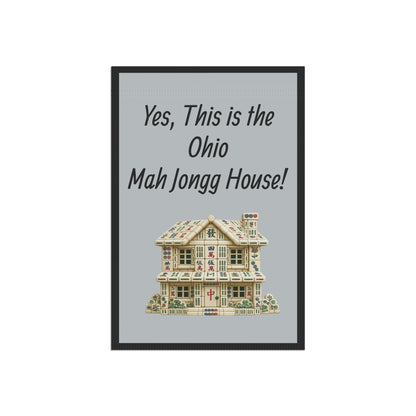 Mah Jongg Flag: "Yes, This Is the Ohio Mah Jongg House!"-  Gray Outdoor Flag