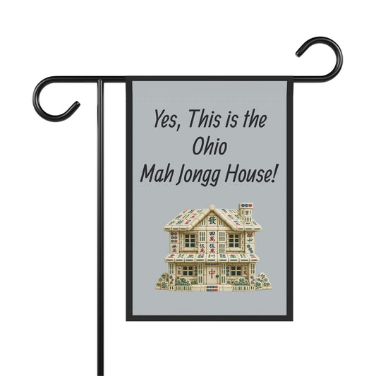 Mah Jongg Flag: "Yes, This Is the Ohio Mah Jongg House!"-  Gray Outdoor Flag