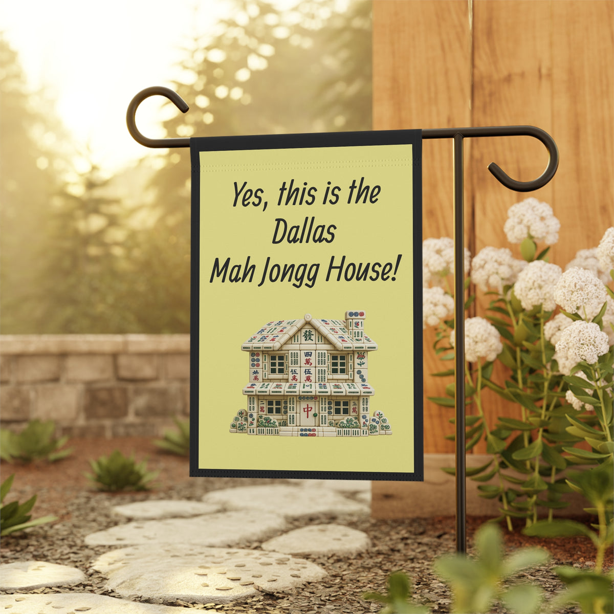 Mah Jongg:"Yes, This Is the Dallas Mah Jongg House!" Yellow Mah Jongg Flag