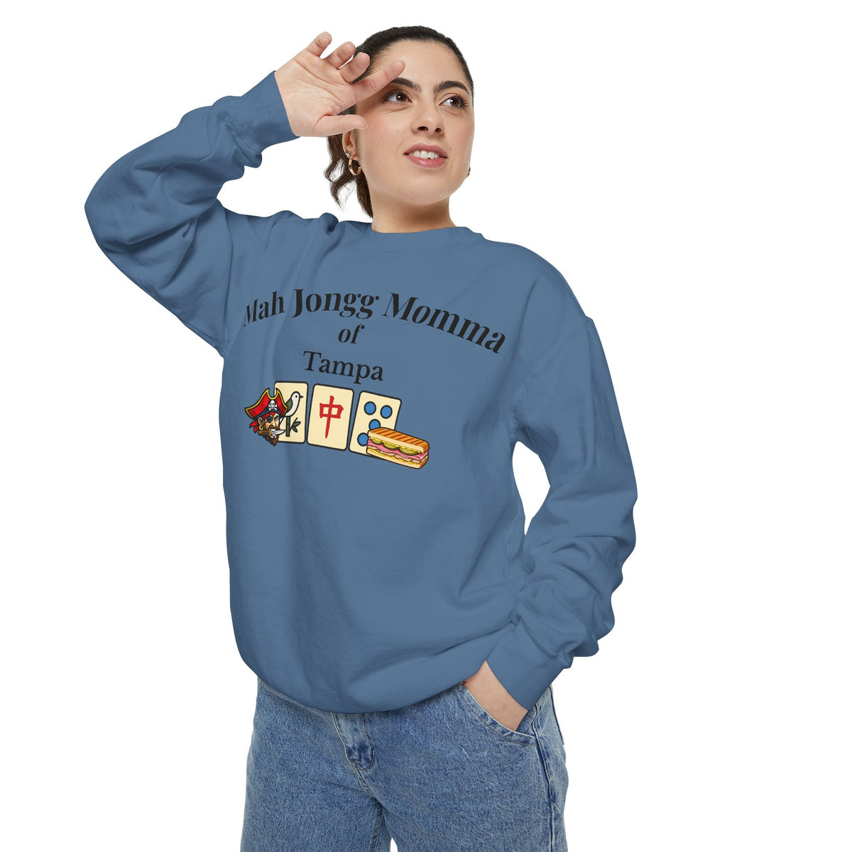 Mah Jongg Momma of Tampa Crewneck Sweatshirt - Mahjong Tournament Sweatshirt