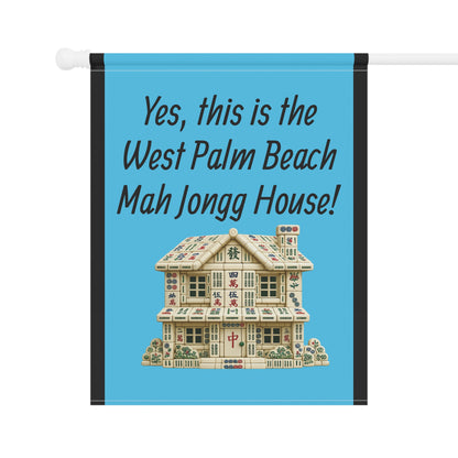 Mah Jongg :"Yes, This Is the West Palm Beach Mah Jongg House!" Blue Mah Jongg Flag